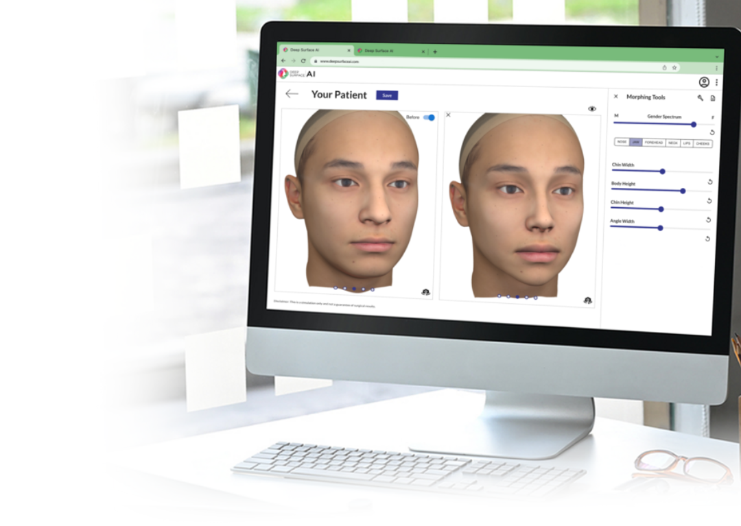 A computer screen showing a program of human face mock ups.